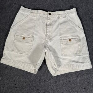 Pacific Crest Pac-Cloth Mens 34 Cargo Shorts Beige Cotton Canvas 6-Pocket VTG